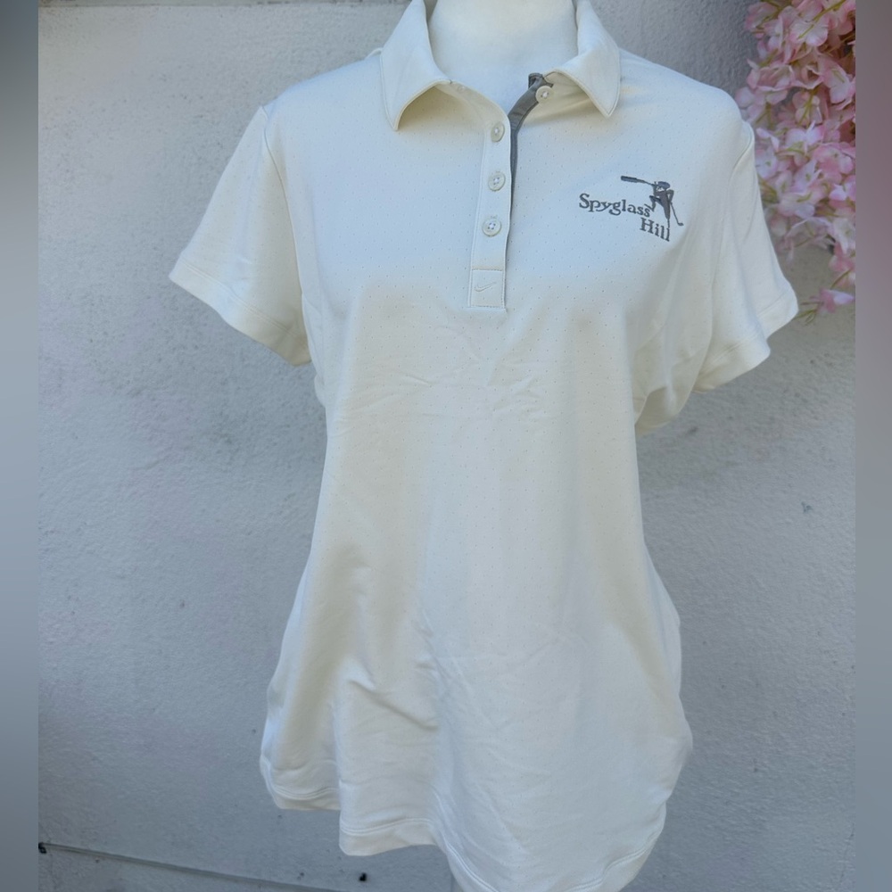 Nike Cream Short-Sleeve Polo with Embroidered Logo